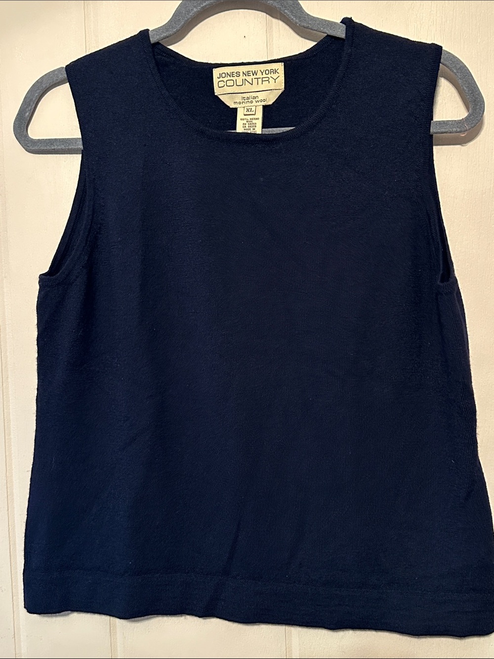 Jones New York Navy Sleeveless Merino Wool Tank